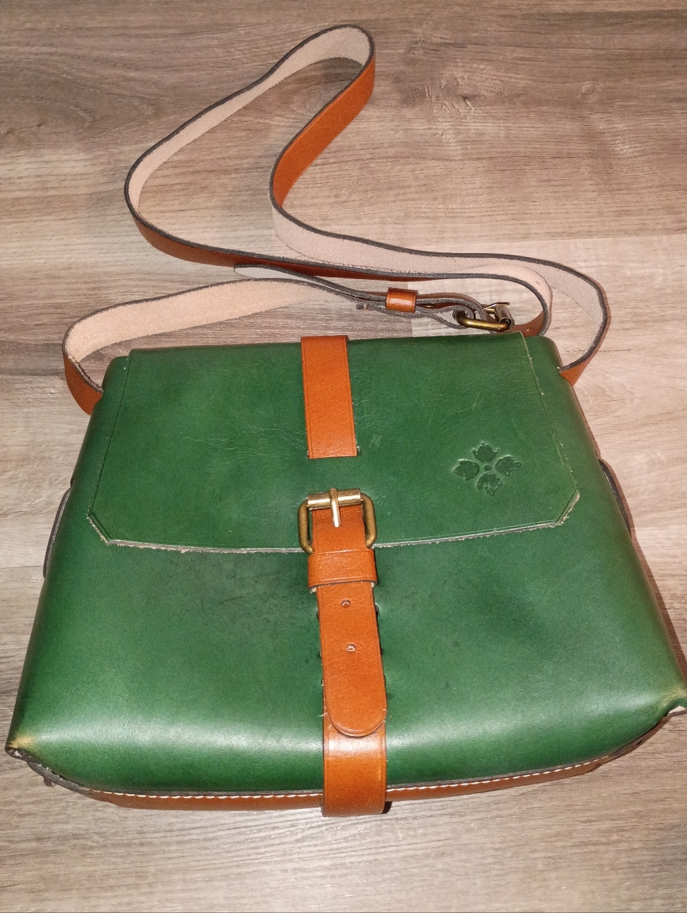Patricia Nash Women's Classic Green Leather Strapped‎ Satchel Crossbody Handbag